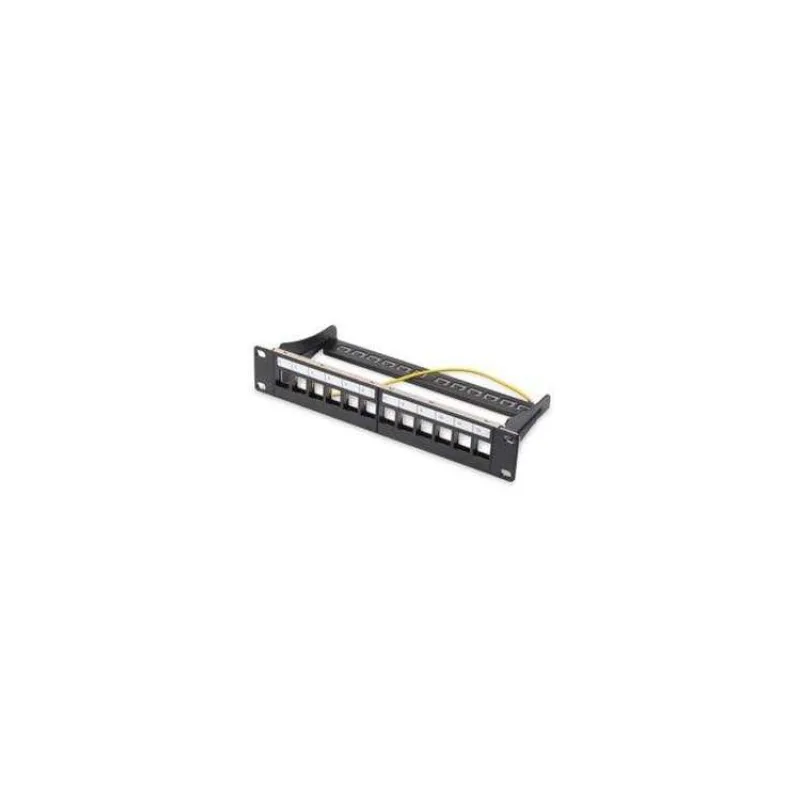 DIGITUS 10" modulárny patch panel 12port 1U vhodný pre UTP i STP keystony, čierny RAL9005 (DN-91420)