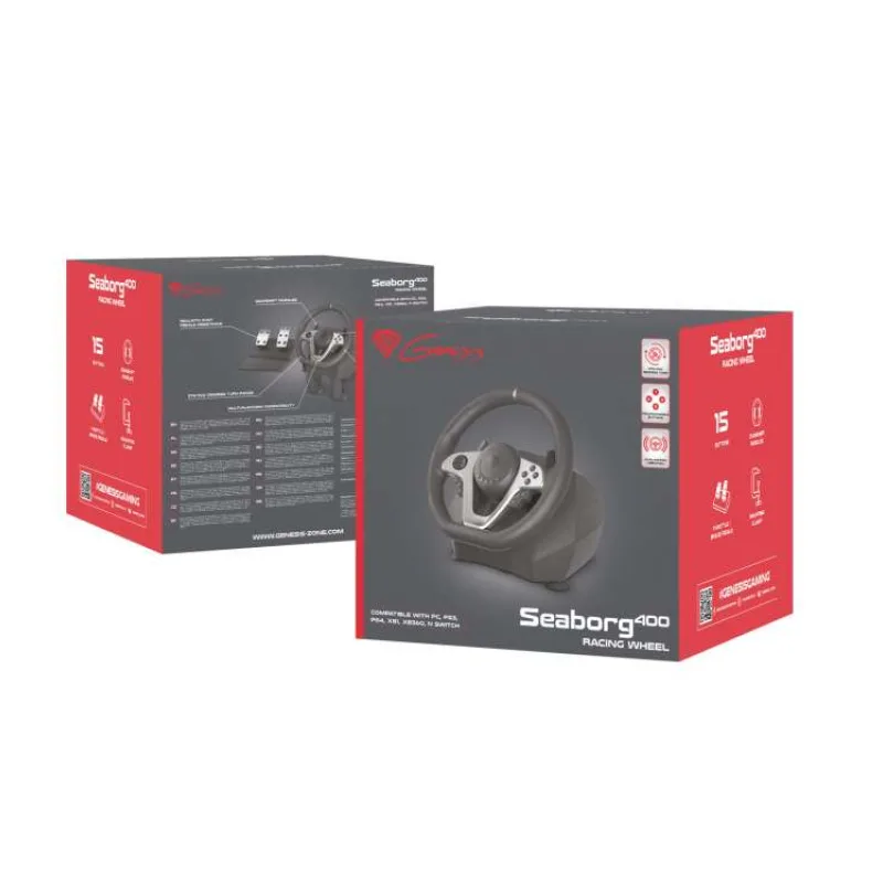Herní volant Genesis Seaborg 400, multiplatformní pro PC,PS4,PS3,Xbox One, Xbox 360,N Switch (NGK-1567)