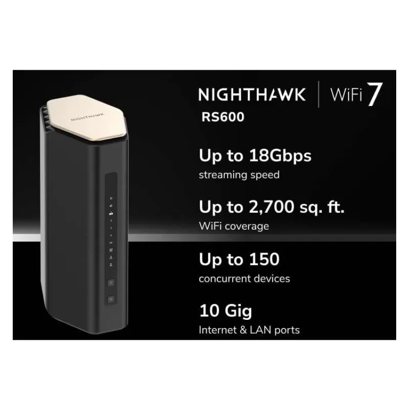 Netgear Nighthawk WiFi 7 Router RS600, 18Gbps (RS600-100EUS)