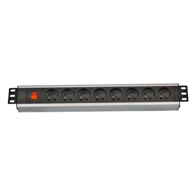 19" rozvodný panel LEXI-Net 8x230V, ČSN, vypínač, indikátor napětí, kabel 3m, 1U (NAPPAN2236B)