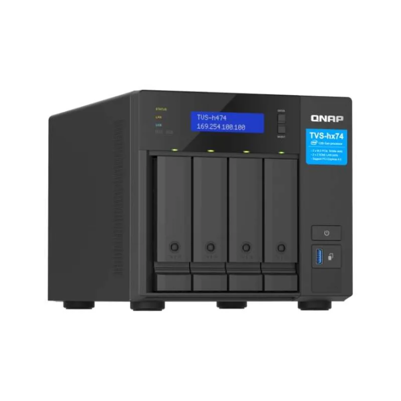 QNAP TVS-h474-PT-8G (2core 3,7 GHz, ZFS, 8 GB RAM, 4x SATA, 2x M.2 NVMe, 2x PCIe, 2x 2,5GbE, 1x HDMI) (TVS-h474-PT-8G)