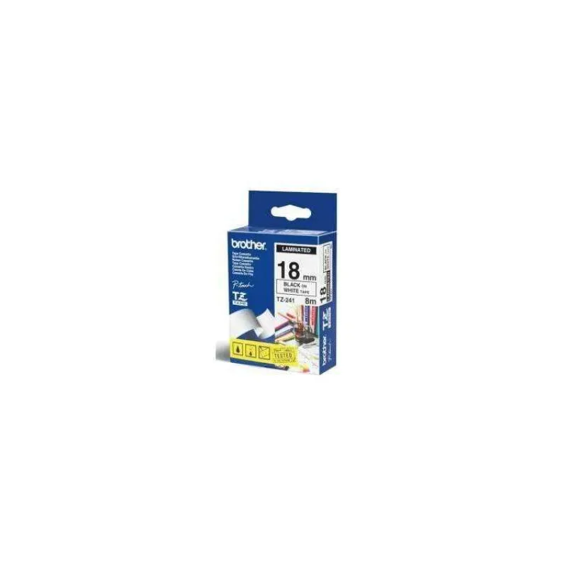 páska BROTHER TZS241 čierne písmo, biela páska extra lepivá ADHESIVE Tape (18mm) (TZES241)
