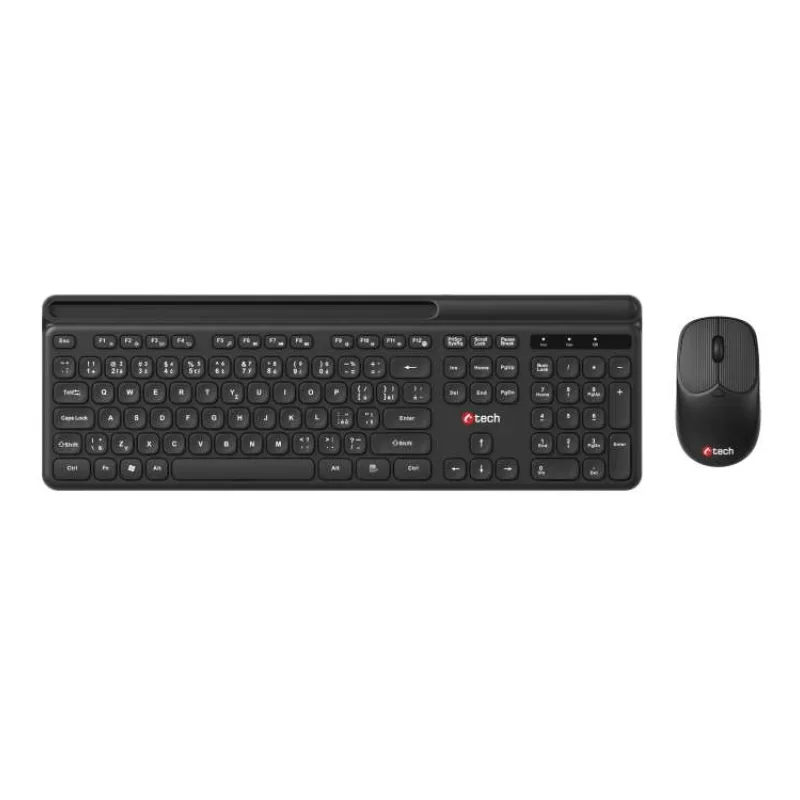 C-TECH klávesnice s myší WLKMC-05B, Bezdrátový set 2.4GHz, CZ, Černá (WLKMC-05B)