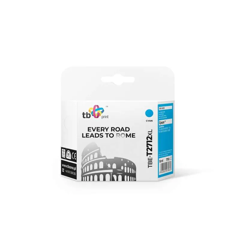 Ink. kazeta TB kompatibilní s Epson WF-3620 T2712 XL , nová, Cyan (TBE-T2712XL)