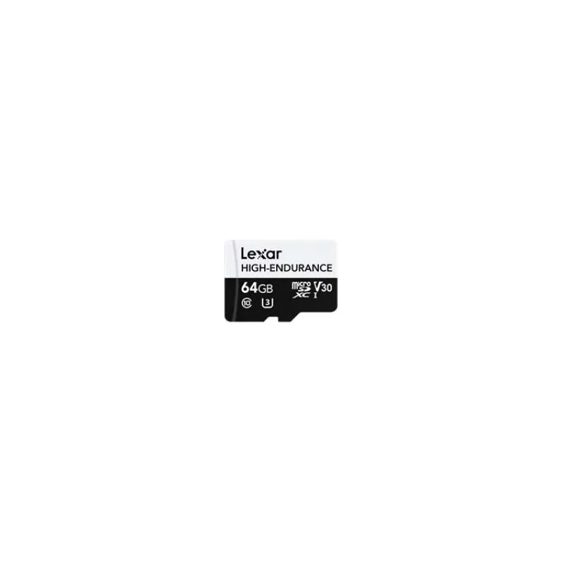 64GB Lexar® High-Endurance microSDHC/microSDXC™ UHS-I cards,up to 100MB/s read, 35MB/s Write, C10 A1 V30 U3 (LMSHGED064G-BCNNG)