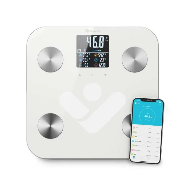 TrueLife FitScale W6 BT - Bioelektrická impedanční bluetooth váha - bílá (TLFSW6BT)