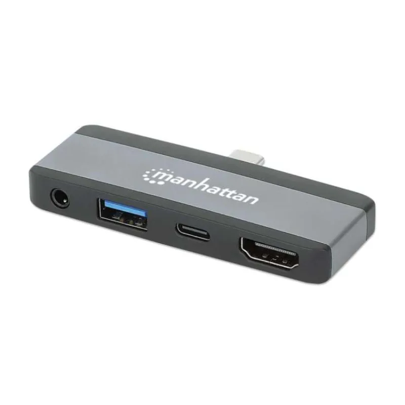 MANHATTAN Dokovací stanice USB-C 4v1, 1xHDMI, 1xUSB-C, 1xUSB, 1x3.5mm, šedá (190404)