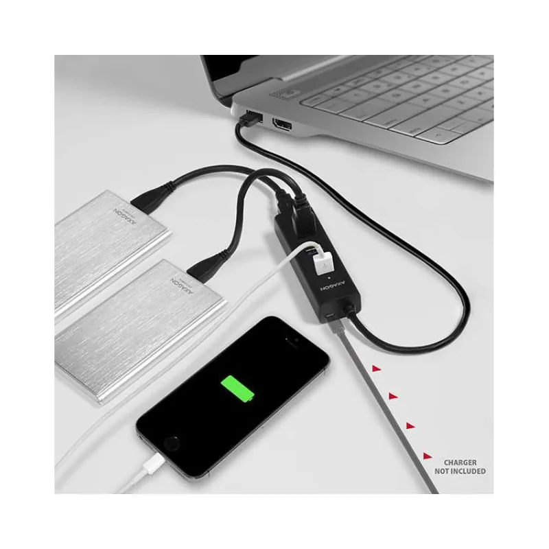 AXAGON hub USB-A / HUE-S2B / USB 3.2 Gen1 / 4x USB-A / MicroUSB / 0,3m (HUE-S2B)