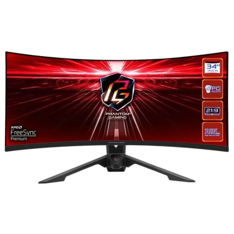 Phantom Gaming by Asrock monitor PG34WQ15R3A prohnutý 34"/VA/3440x1440/165Hz/550cd/m2/1ms/DP/2xHDMI/wifi ant/PGmini OLED (90LXA010-A0E3A0V)