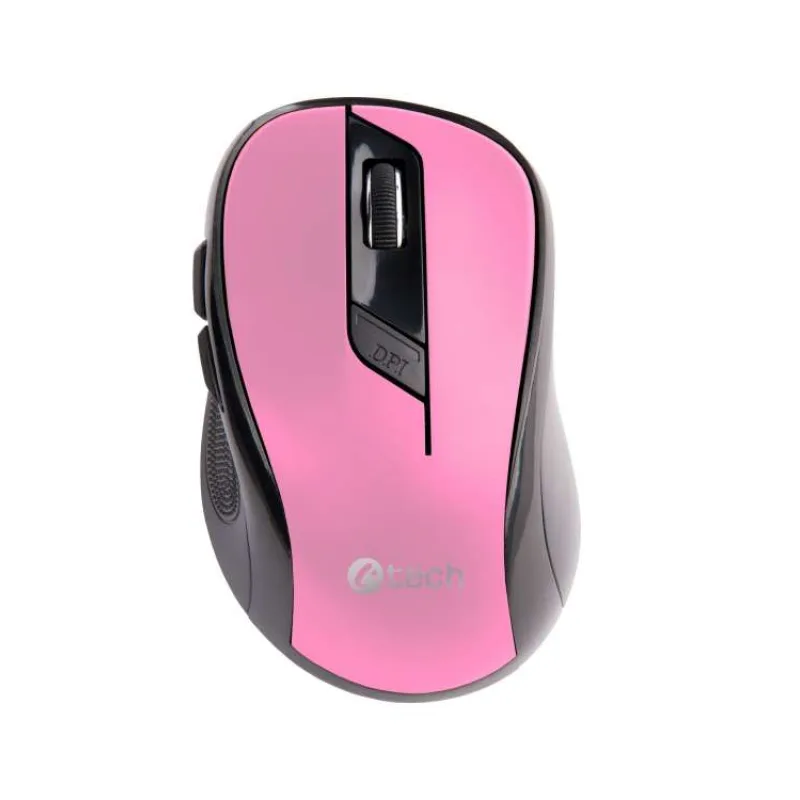 C-TECH myš WLM-02P, růžová, bezdrátová, 1600DPI, 6 tlačítek, USB nano receiver (WLM-02P)