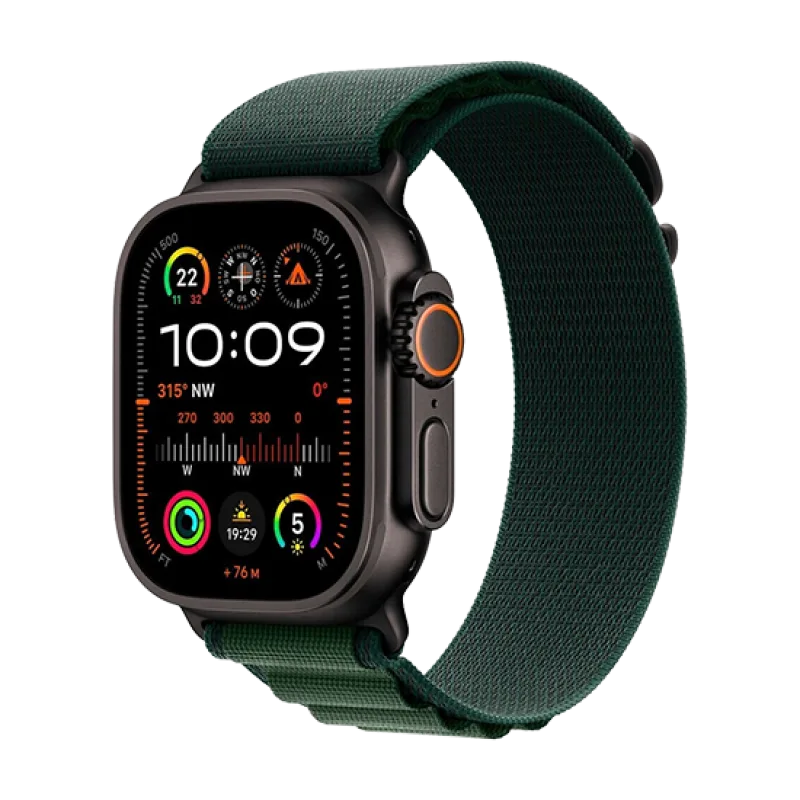Watch Apple Watch Ultra 2 (2024) LTE 49mm Black Titanium Case with Alpine Loop L - Dark Green