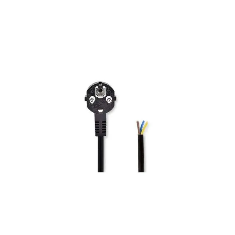 NEDIS napájecí kabel/ Typ F zástrčka - otevřený/ přímý/ úhlový/ černý/ bulk/ 3m (CEGL10700BK30)