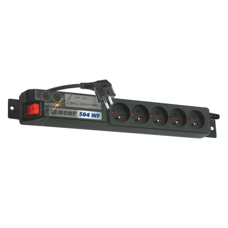 ACAR 19" rozvodný panel 5x 230V, ČSN, kabel 3m, přepěťová ochrana, filtr proti rušení, 2x pojistka (AXON-5-230-NO-RACK)