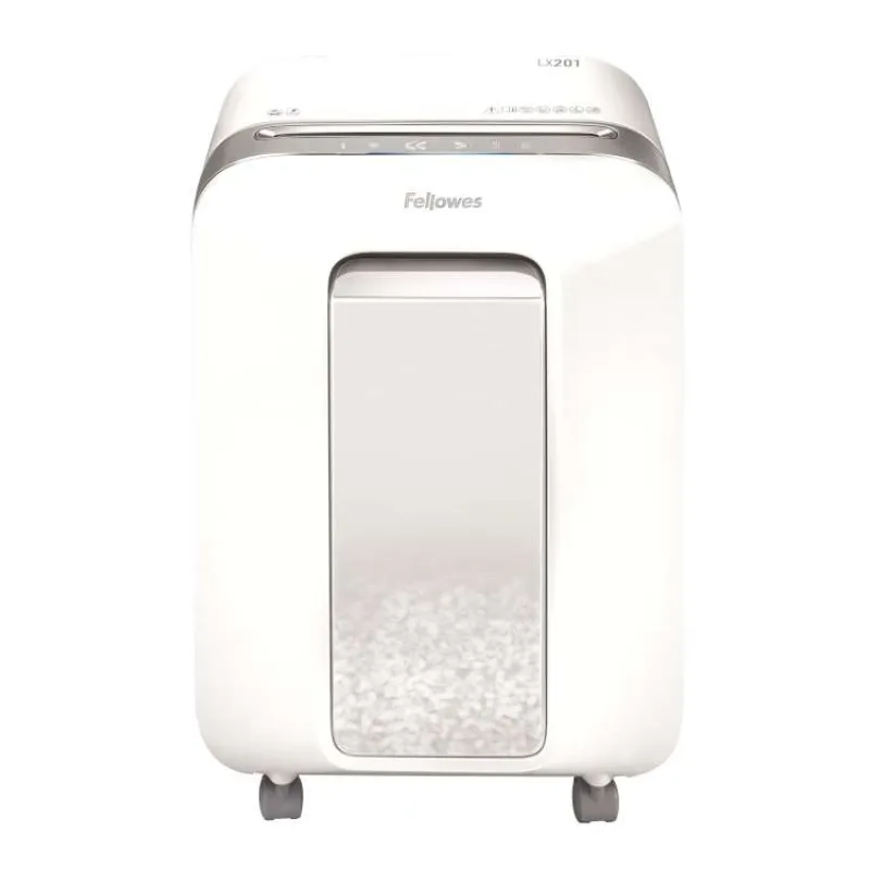 FELLOWES skartovač LX 201/ křížový řez 2x12mm/ objem koše 22 l/ stupeň utajení P-5 (tajné)/ bílý (FELSHLX201BL)
