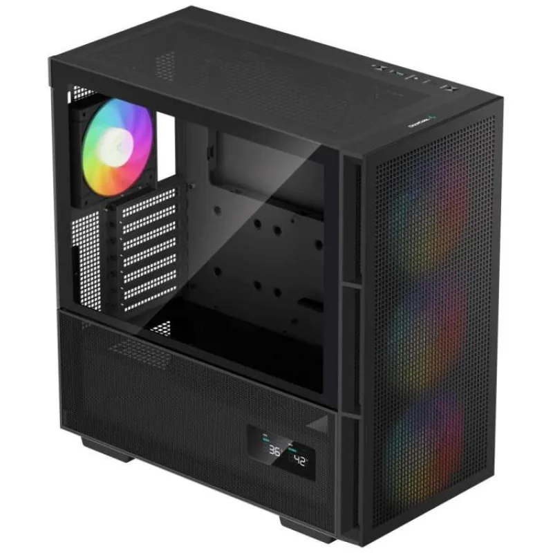 DEEPCOOL skříň CH560 Digital / MidT/ 3x140 a 120mm ARGB fan / USB 3.0 / USB-C/ tvrzené sklo / digitální displej / černá (R-CH560-BKAPE4D-G-1)