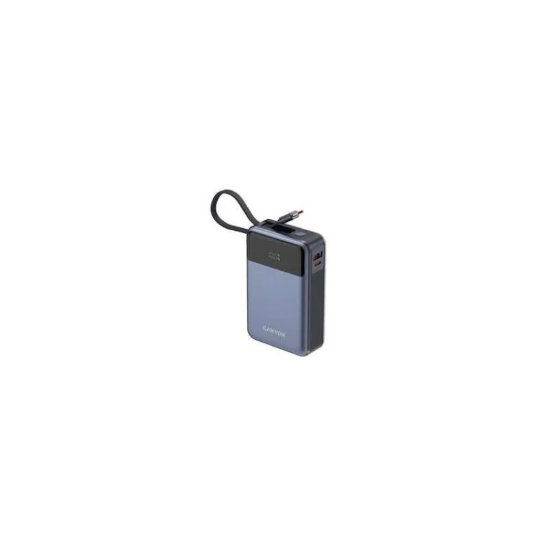 Canyon OnPower 600, Powerbank, 20.000 mAh, displej, in: USB-C, out: USB-C, PD 65W/ USB-A, QC3 22,5W, integr. kábel (CNS-CPB600DG)