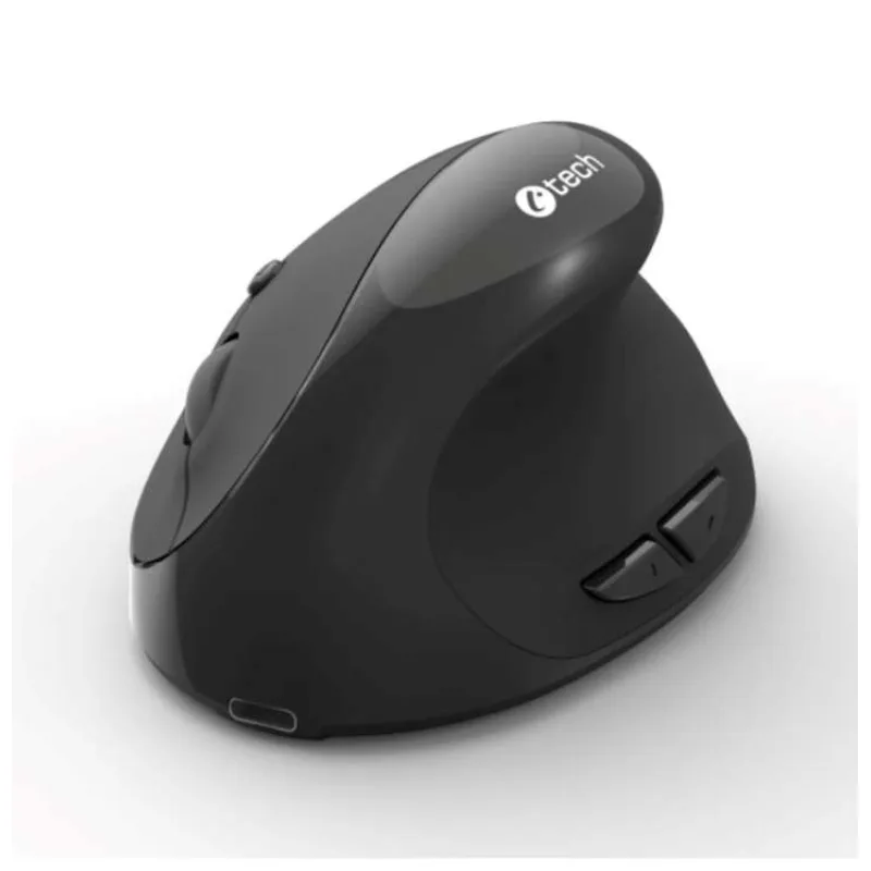 C-TECH myš VEM-17, vertikální, Dual mode, bezdrátová, BT5.0 + 2,4GHz, 1600DPI, černá (VEM-17)