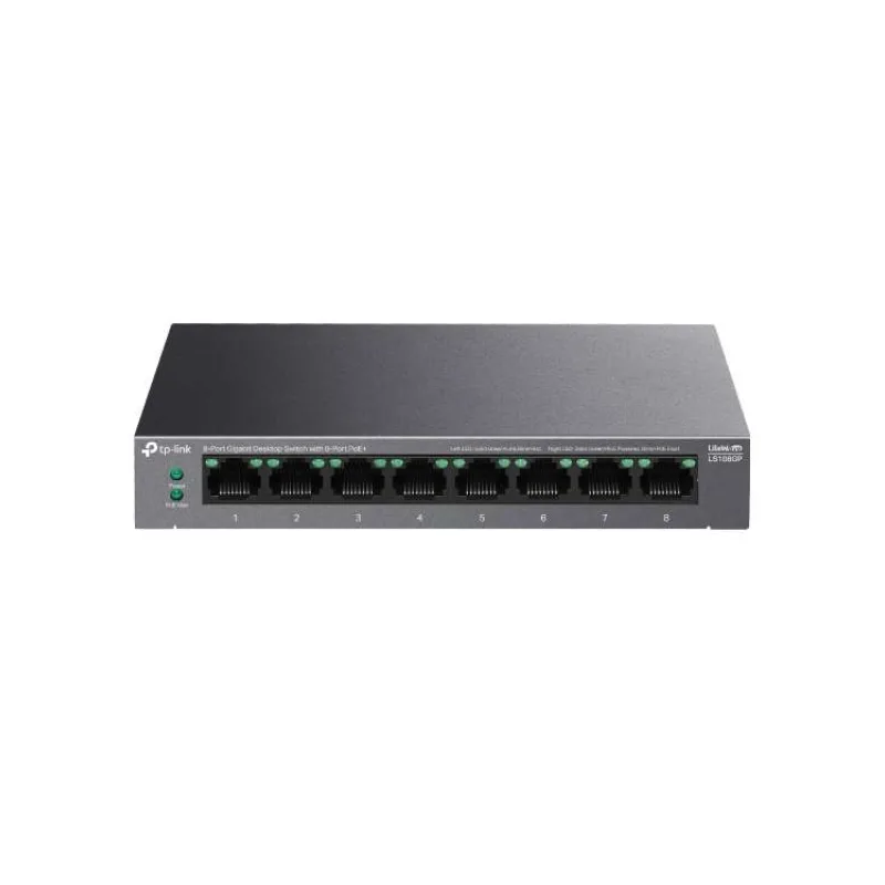 TP-Link LS108GP - 8portový gigabitový desktop switch s 8 porty PoE+ (LS108GP)