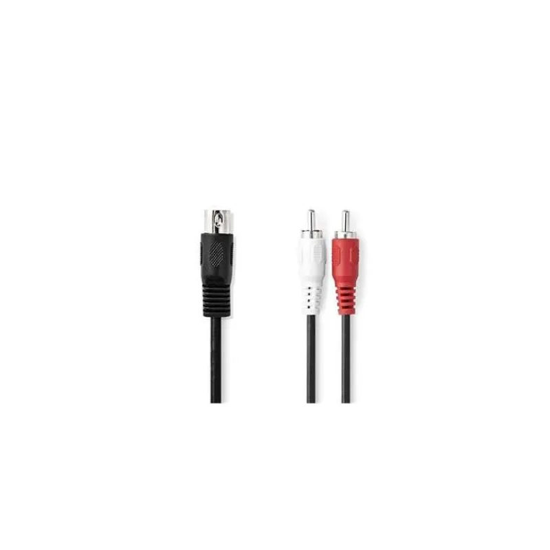NEDIS redukční audio kabel DIN/ 5pin zástrčka DIN - 2× zástrčka RCA/ černý/ bulk/ 1m (CAGL20200BK10)