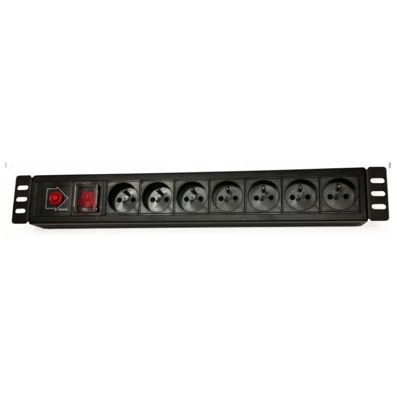 19" rozvodný panel LEXI-Net 7x230V, ČSN, vypínač, proudová ochrana, kabel 3m, 1,5U (NAPPAN2237B)