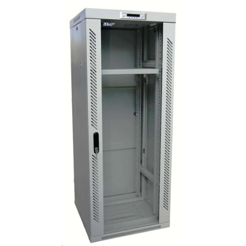 LEXI-Net 19" stojanový rozvaděč 24U 600x600 rozebiratelný, ventilační jednotka, termostat, kolečka, 600kg, sklo, šedý (LS24U-60/60)