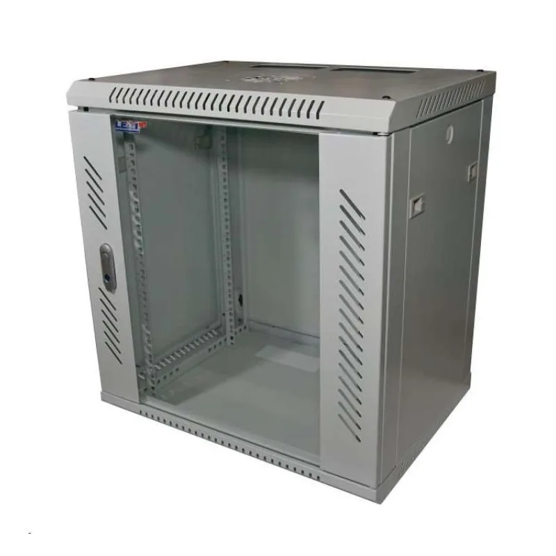 LEXI-Net 19" nástěnný rozvaděč 12U 600x450, nosnost 60 kg, skleněné dveře, rozložený, šedý (LN12U-60/45)
