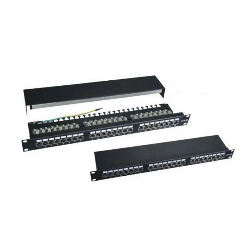XtendLan Patch panel 19", 24 portů, stíněný, Cat5e, vyvazovák, dual, 2xAu (XL-PP19-24C5ESD-A)