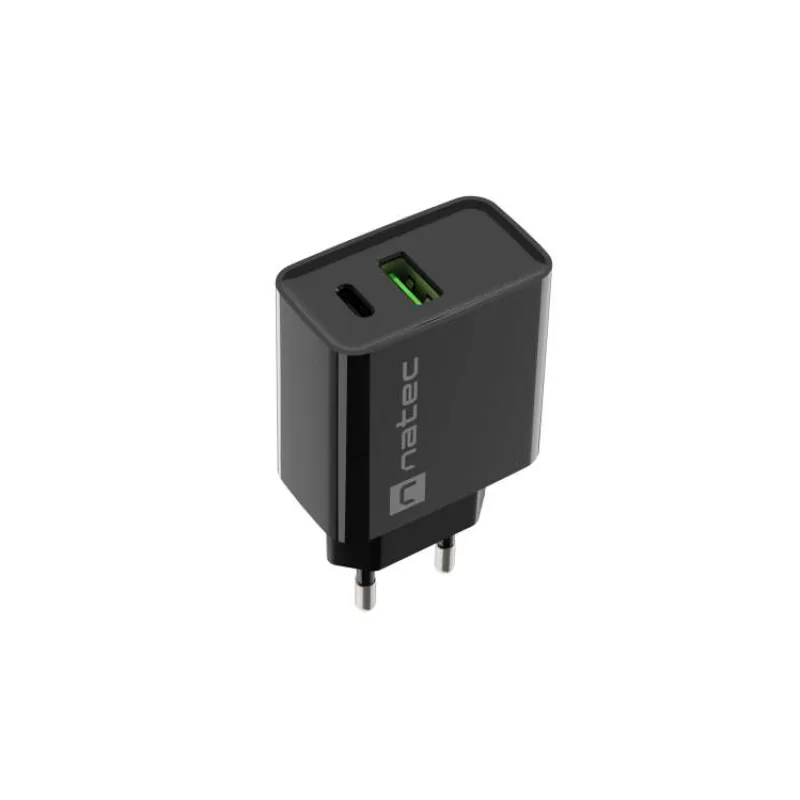 Univerzálna nabíjačka Natec RIBERA 20W 1X USB-A + 1X USB-C, čierna (NUC-2062)