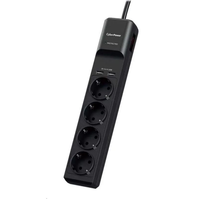 CyberPower Surge Buster™ 4 zásuvky, 2xUSB, 1.8m, nemecký, nový (P0420SUD0-DE)