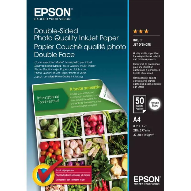 Double-Sided Photo Quality Inkjet Paper,A4,50 sheets (C13S400059)