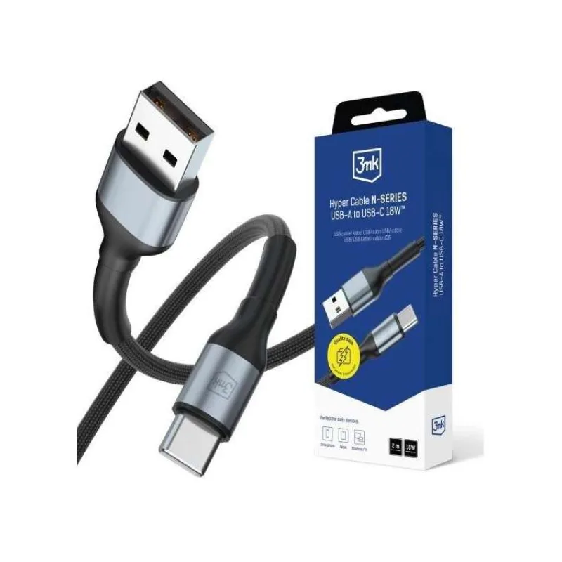 3mk kabel Hyper Cable N-SERIES A to C 2m 9V/2A 18W Black (5903108680288)