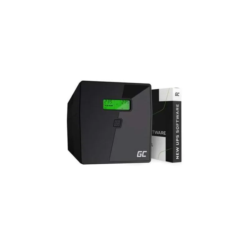 Green Cell Nepřerušitelný zdroj napájení UPS 1000VA 700W s LCD displejem Čistá sinusovka | VERZE EU | 2x Schuko 2x IEC zásuvky (UPS08)