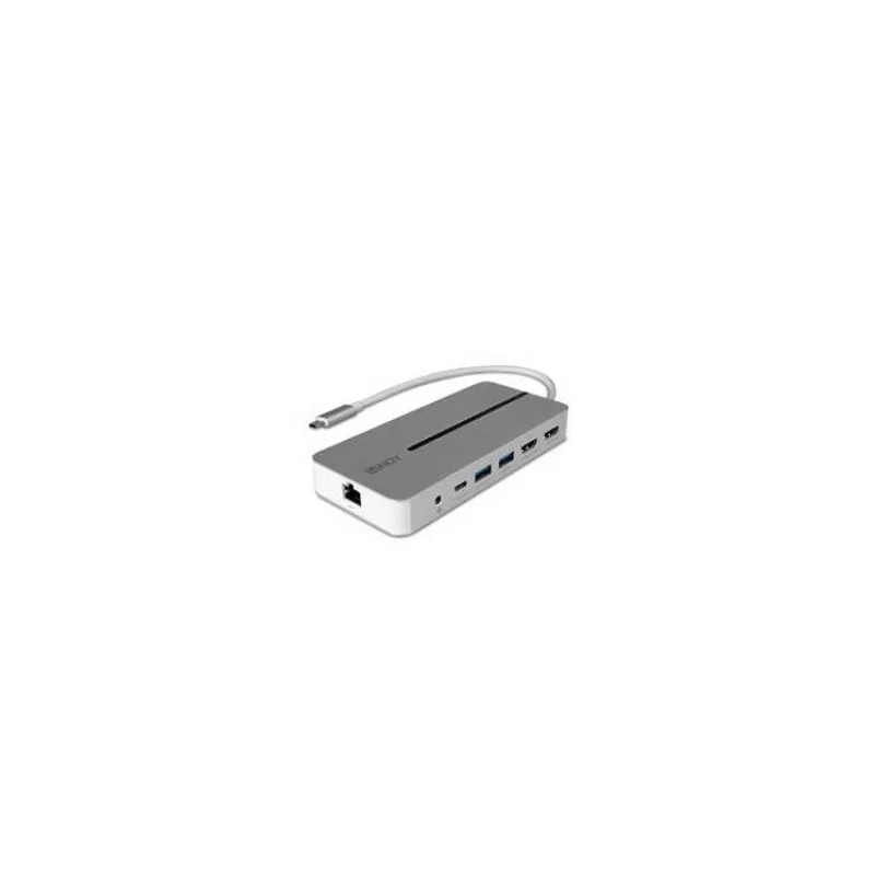 Lindy Dokovacia Stanica USB 3.1 Typ C, 2xHDMI (Dual Display), 2xUSB 3.0, Gigabit LAN, (PD 3.0 100W), 0.25m (L43360)