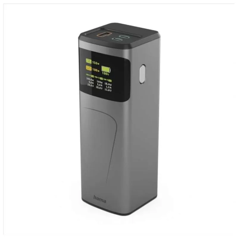 Hama High Power 150 W, powerbanka, 24000 mAh, 2x USB-C, 1x USB-A, PD, QC, displej (201742)
