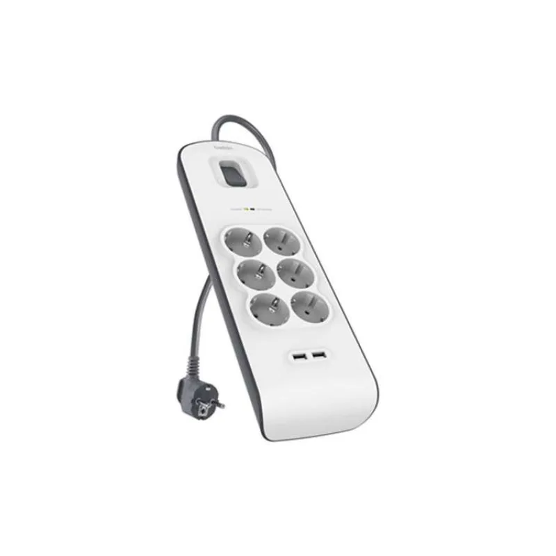 Belkin přepěťová ochrana BSV604 - 6-zásuvka, 2xUSB/2.4A, 2m (BSV604ca2M)