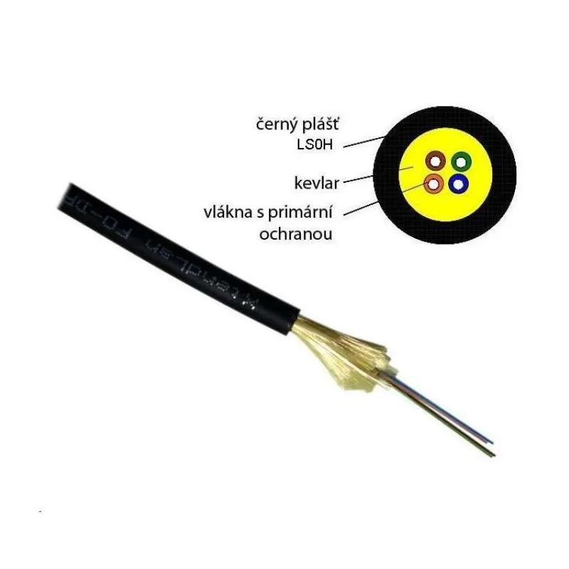 XtendLan FO kabel, 9/125, 4c, DROP, 3,6mm LS0H, černý, G.657A, 1000N, balení 500m s konektory (FO-DP1000-4-0,5-BAL)