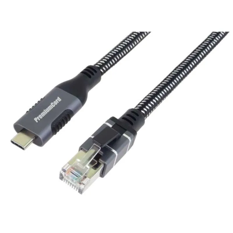 PremiumCord Ethernetový kabel USB-C - LAN RJ45 10/100/1000 MBIT 1m (ku31net1)