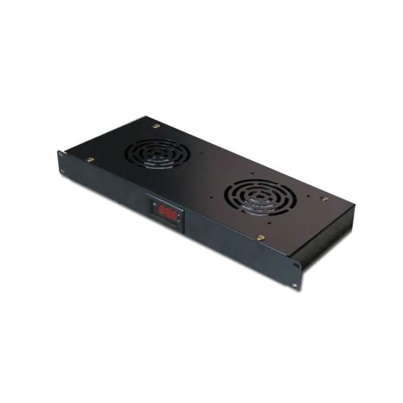 XtendLan Ventilace do 1U pozice, termostat, 2 ventilátory, hloubka 200mm EK (SFAN1U2T-B-EK)