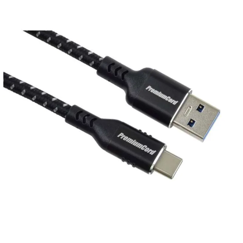 PremiumCord kábel USB-C - USB 3.0 A (USB 3.2 gen1, 3A, 5Gbit/s) bavlnený oplet a hliníkové konektory 1,5m (ku31cx15)