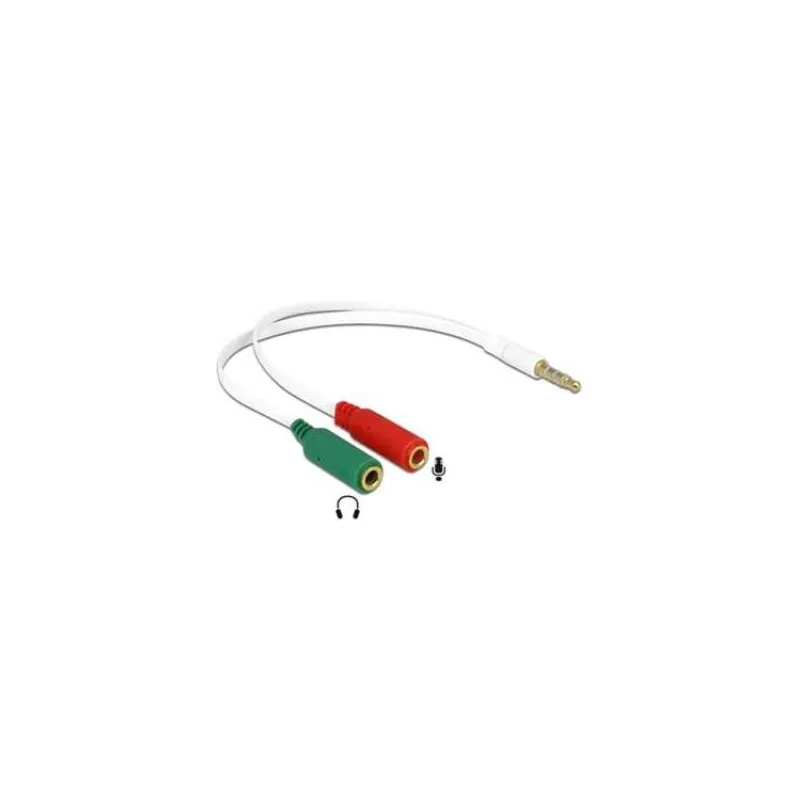 Delock adaptér sluchátek 1 x 3.5 mm 4 pin Stereo jack samec 2 x 3.5 mm 3 pin Stereo jack samice (iPhone) (65447)