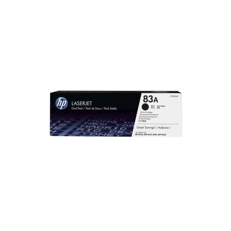 HP 83A 2-pack Black Original LaserJet Toner Cartridge (CF283AD) (CF283AD)