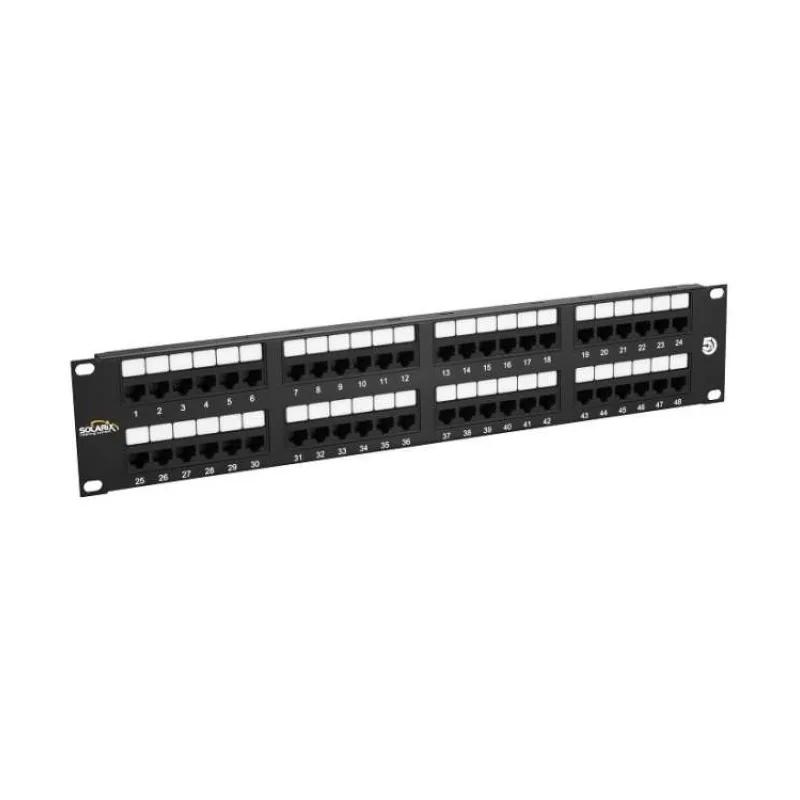 Solarix 19" Patch panel 48 x RJ45 CAT5E UTP 150 MHz černý 2U, SX48-5E-UTP-BK (24000480)