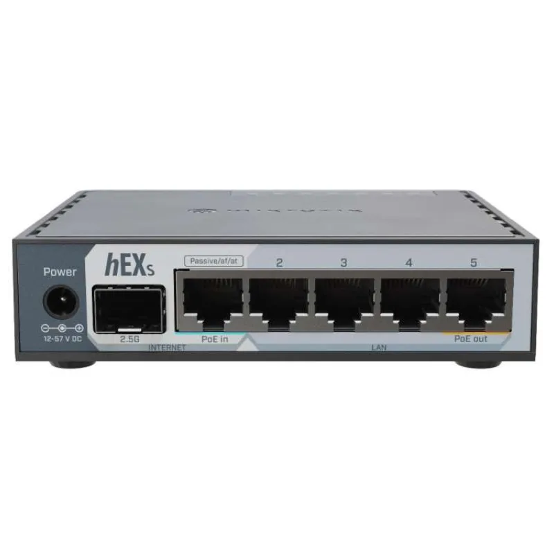 MIKROTIK RouterBOARD hEX S (2025) + L4 (950MHz, 512 MB RAM, 5xGLAN switch 1x SFP2.5G, USB, plastic case, zdroj) (E60iUGS)