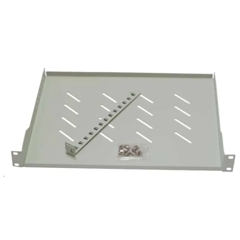 LEXI-Net 19" police s perforací 1U/650mm, nosnost 45kg, zadní nastavitelný úchyt, šedá (POL650)