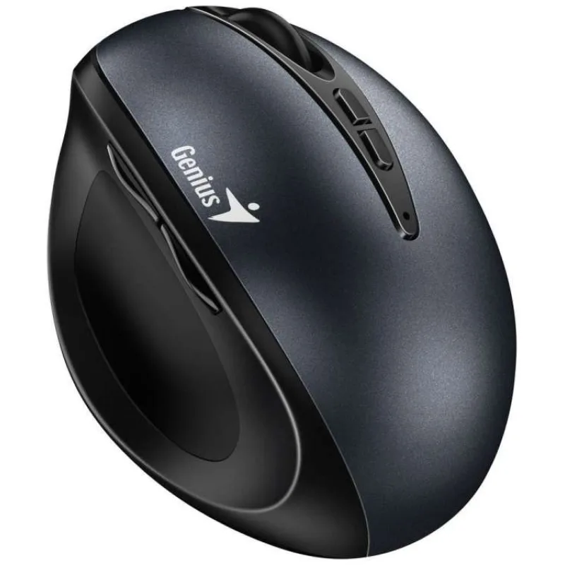 Genius Ergo 8300S, Myš, bezdrátová, optická, vertikální, 1600DPI, 7 tlačítek, tichá, černo-šedá (31030037401)
