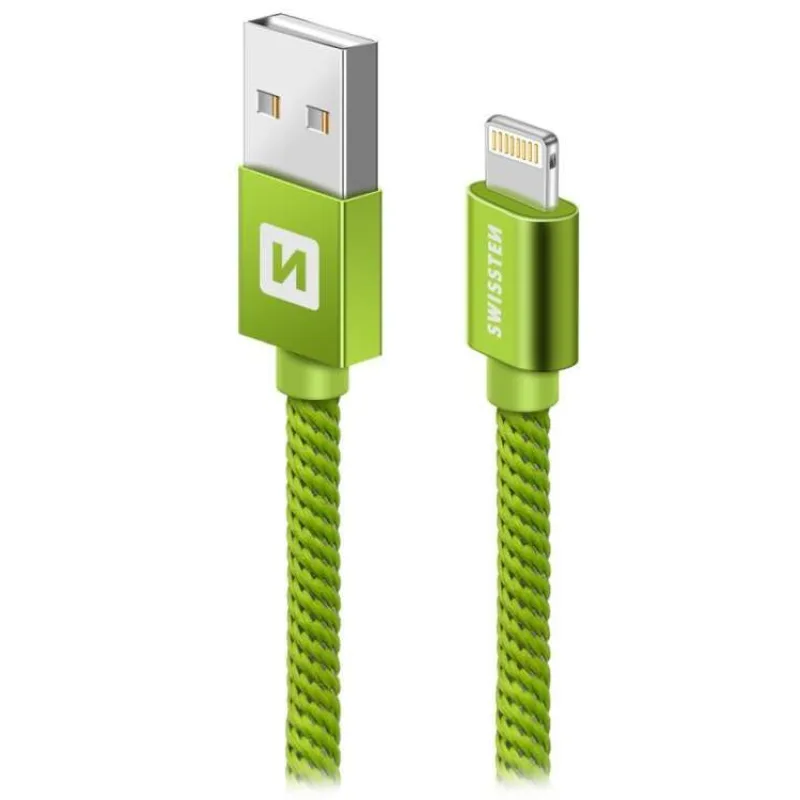Swissten Datový Kabel Textile Usb / Lightning 2,0 M Zelený (71523307)