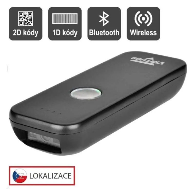 CCD 2D čítačka Virtuos HW-856A mini, bezdrôtová, BT, USB-C, vrecková, čierna (EHE0011)