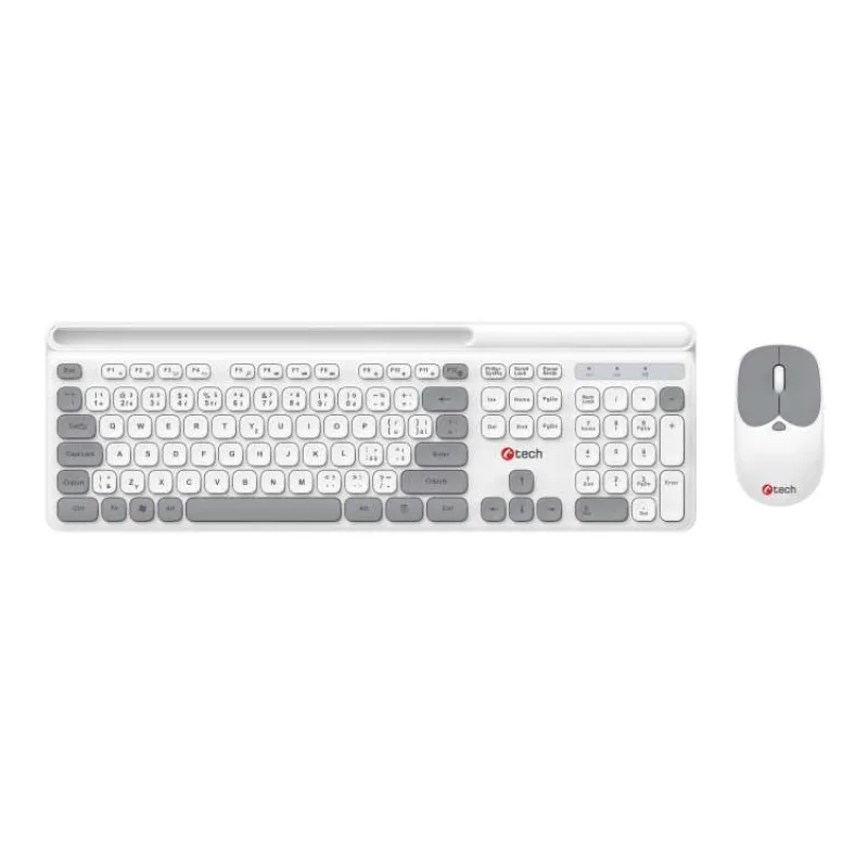C-TECH klávesnice s myší WLKMC-05W, Bezdrátový set 2.4GHz, CZ, Bílá (WLKMC-05W)