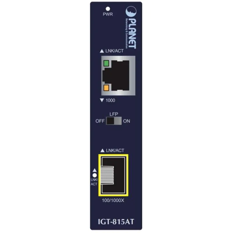 Planet IGT-815AT konvertor 1x 100/1000Base-T,1x SFP 100/1000-X, ESD+EFT, IP30, -40 až 75°C, malý rozměr (IGT-815AT)