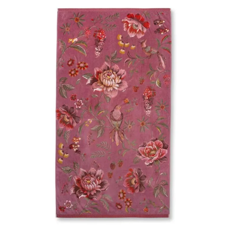 Pip Studio Secret Garden bavlněná froté plážová osuška růžová 100x180 cm